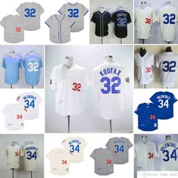 1938 Throwback Vintage Baseball 32 Sandy Koufax Jerseys NCAA Cousu 34 Fernando Valenzuela Gris 1963 Crème 1955 blanc 1959 1981 bleu Jersey