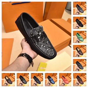 193model Men's Driving Shoe MONTE CARLO MOCCASIN Loafer Designer Driver Shoes Generfd leer Reliëf Monogrammen Bloemenpatroon Slip-on Jurk Schoenen maat 38-46