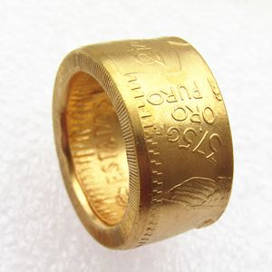1943 Mexico Gold 50 Peso Coin Gold Plated Coin Ring Handmade In Sizes 9-16