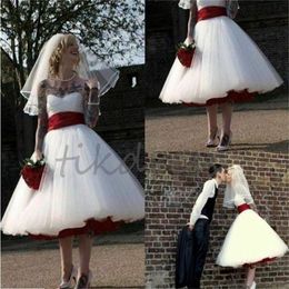 Robe de mariée Rockabilly longueur thé des années 1950 avec couleur sous chérie, ligne A, robes de mariée de plage en Tulle, style gothique celtique, robes civiles de novia 2024 Chic