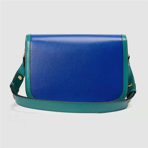 1955 Kleur Matching Haak Marmont Vintage Schoudertassen RedGreenBlue 3 Tones Handtassen Twill Stitching Cross Body Metal met Lederen Double Strap Portemonnee Top Design