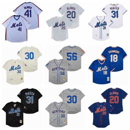 1965 1969 1983 Throwback Baseball 31 Mike Piazza Jersey Vintage 20 Pete Alonso 41 Tom Seaver 18 Darryl Strawberry 30 Ryder Ryan 1986 2000 2001 Retro Zwart Wit Grijs