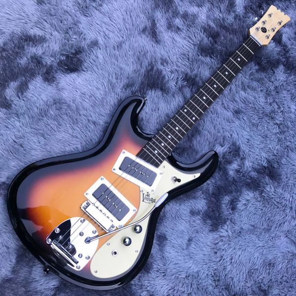 1966 The Ventures Guitare électrique Mosrite Zero Fret Jrm Johnny Ramone Sunburst Tremolo Cordier Dual Black P-90 Pickups Crème Pickguard