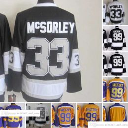 1967-1999 film rétro CCM maillot de Hockey broderie 99 Wayne Gretzky maillots 33 Marty Mcsorley maillots Vintage 65