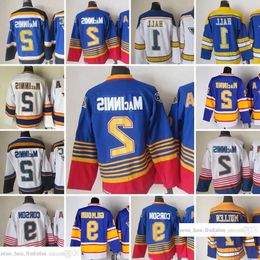 1967-1999 Film Rétro CCM Hockey Jersey Broderie 1 Glenn Hall 7 Joe Mullen 2 Al Macinnis 9 Shayne Corson Vintage Jers Hig