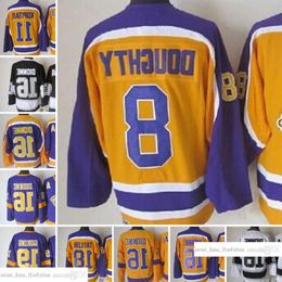 1967-1999 Film Rétro CCM Hockey Jersey Broderie 16 Marcel Dionne 19 Butch Goring Anze Kopitar Drew Doughty TAYLOR Vintage Jers 34