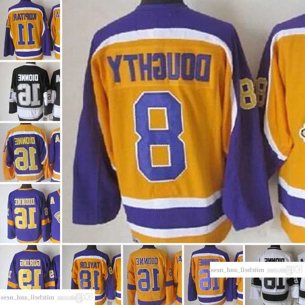 1967-1999 Película Retro CCM Hockey Jersey bordado 16 Marcel Dionne 19 Butch Goring Anze Kopitar Drew Doughty TAYLOR Vintage Jerseys 12