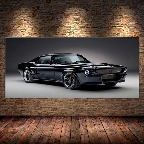 1967 classique Muscle Charge voitures Mustang toile peinture Super Sport voiture affiche impression mur Art photo pour salon décor à la maison