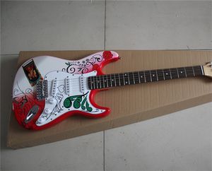 1967 Jimi Hendrix Monterey rood witte elektrische gitaar Tremolo brug Vintage Tuners palissander toets