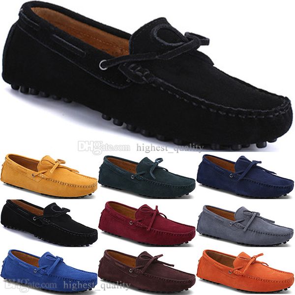 197 Nouvelle mode hommes chaussures décontractées en cuir style britannique printemps couple véritable pois gommage hommes conduire paresseux homme couvre-chaussures en plein air confortable respirant noir jaune