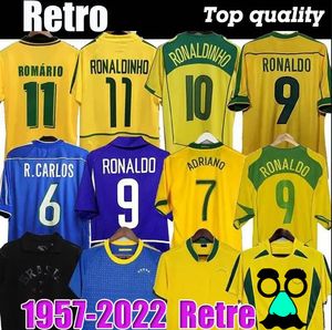 1970 1978 1998 Maillots de football rétro Brésil PELE 2002 Carlos Romario Ronaldo Ronaldinho Chemises 2004 1994 Brésils 2006 RIVALDO ADRIANO