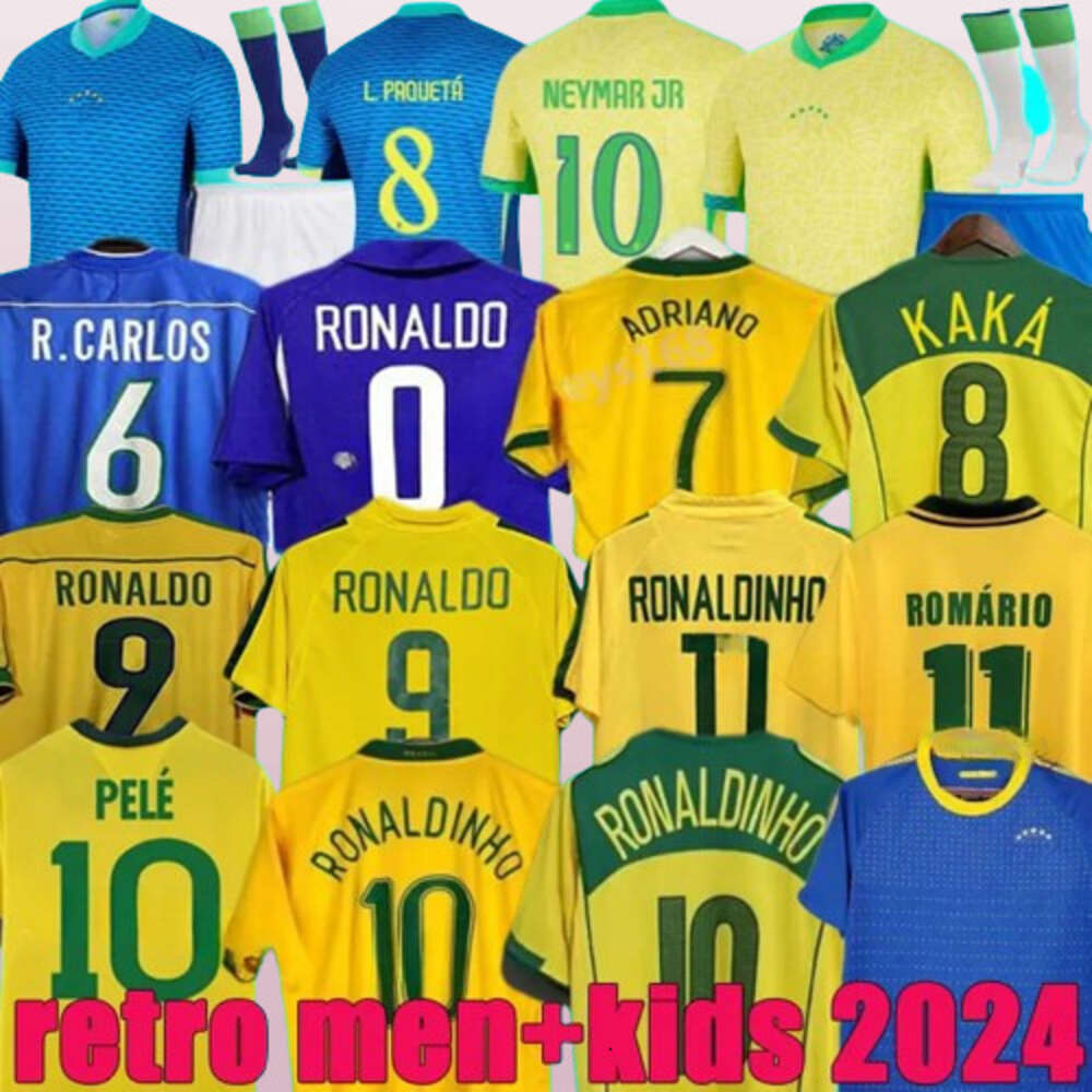 1970 1978 1998 Retro Brasil Pele Soccer Maglie Men Kids 2002 Romario Ronaldo Ronaldinho 2004 1994 Brasile 2006 Rivaldo Adriano Kaka 1988 2000 2010 2024 Vini Jr Shirts