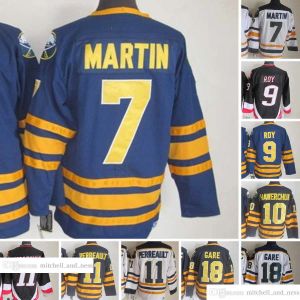 1970-1999 Film Rétro CCM Hockey Jersey Broderie 11 Gilbert Perreault 26 Thoma Vanek Danny Gare Rick Martin Derek Roy Hawerchuk Vintage Je