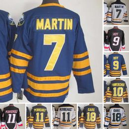 1970-1999 Film Vintage CCM Hockey Jersey Rétro Broderie 11 Gilbert Perreault 26 Thoma Vanek 18 Danny Gare Rick Martin Derek Roy Hawerchuk Maillots