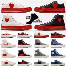 1970 Red Heart Casual Chaussures Années 1970 Big Eyes Play Chuck Multi Hearts Années 70 Hi Skate Platform Chaussure Classique Toile Hommes Skateboard Sneakers 35-44
