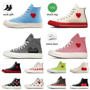 Jaren '70 OG Classic 70 Designer Casual Canvas Schoenen Commes Des Garcons x Chucks Taylors Flat Trainers Dames Heren Multi-Heart Wit Zwart Rood Vintage Lage Top Sneakers