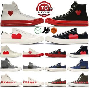 1970 Mujeres Diseñador de moda zapatos Red Heart Casual 1970 Shoes Big Eyes Chuck Hearts 70s Love With Eyes Hearts Shape Canvas Material