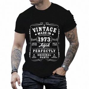 1973 50e anniversaire T-shirts T-shirt Vintage 1973 hommes à manches courtes Tops Street 1973 T-shirt pour hommes T-shirt surdimensionné T-shirt homme U7wu #