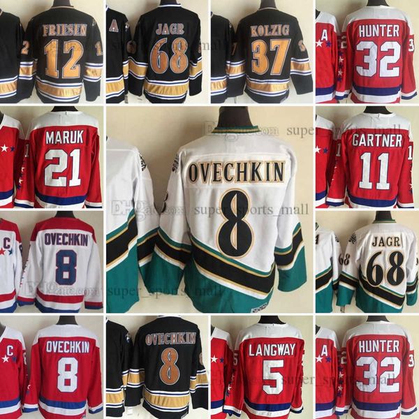 1974-1999 Film Rétro Maillot de hockey CCM 8 Alex Ovechkin 5 Rod Langway 11 Mike Gartner 21 Dennis Maruk Maillots de broderie vintage