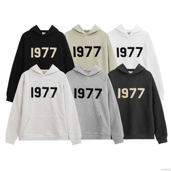 Envío gratis 1977 Sudadera con capucha Essentialhoodie Sudadera con cuello redondo Sudadera para hombre Diseñador Ess Essent Essentialclothing Felpa Uomo YL35 YL35