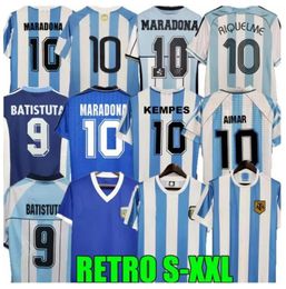1978 1986 1998 Argentine Retro Soccer Jersey Maradona 1996 2000 2001 2006 2010 Kempes Batistuta Riquelme Higuain Kun Aguero Caniggia Aimar Football Shirts 888888