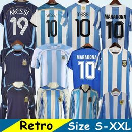 1978 1986 1998 Argentine rétro Soccer Jersey Maradona 1996 2000 2001 2006 2010 Kempes Batistuta Riquelme Higuain Kun Aguero Caniggia Aimar Football Shirts xxl