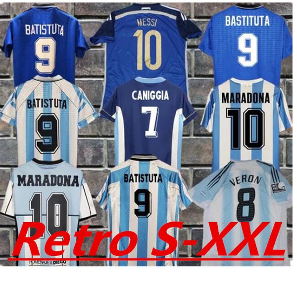 1978 1986 1998 Argentine Retro Soccer Jersey Maradona 1996 2000 2001 2006 2010 1994 Kempes Batistuta Riquelme HIGUAIN KUN AGUERO CANIGGIA AIMAR Maillots de football 999