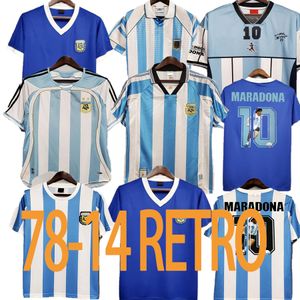 1978 1986 Argentinië Retro Maradona Messi Soccer Jersey Kempes Batistuta 94 96 98 Voetbal Shirts Crespo di Maria 2000 01 Gallardo 06 Higuain