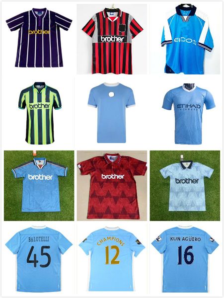 1978 1989 1998 2011 2012 Tevez Kun Agüero Silva Camisetas de fútbol retro de Manchester City 11 12 TOURE YAYA ZABALETA NASRI Haaland DZEKO Balotelli camiseta de fútbol vintage