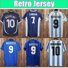 1978 BATISTUTA RETRO Mens Soccer Jerseys 1986 National Team KEMPES 1998 ZANETTI RIQUELME Long Sleeves Home Away Football Shirts