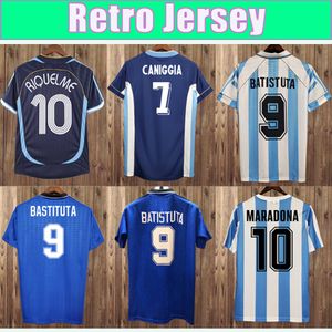 1978 BATISTUTA RETRO MENS Jerseys de fútbol 1986 Equipo nacional Kempes 1998 Zanetti Riquelme mangas largas camisas de fútbol en casa