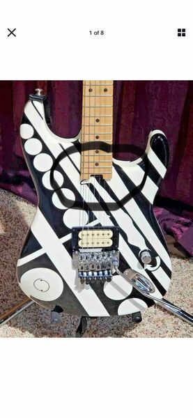 1978 Eddie Van Halen Unchains CIRCLES Guitarra Hasta luego Adiós Negro Blanco Crop Guitarras eléctricas irónicas Puente Floyd Rose, Coli Tap on Tone Knos Push