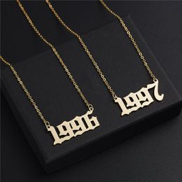 1980-2020 Rvs verjaardag jaar nummer ketting zilver gouden kettingen Beginjaar ketting vrouwen mode-sieraden zal en sandy