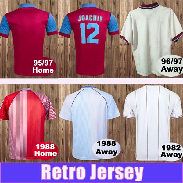 1982 1997 Taylor Mens Retro Soccer Jerseys Milosevic Wright McGrath Home Away White Football Shirts Courts à manches courtes