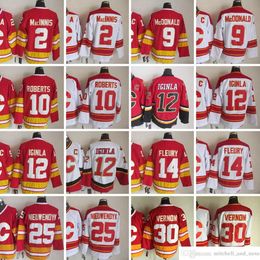 1980 Film Vintage Hockey 12 Jarome Iginla Jerseys CCM Embroderie 2 Al Macinnis Lanny McDonald Gary Roberts Theoren Fleury Joe Nieuwendyk Mike Vernon Jersey Retro