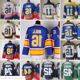 1980 Film Vintage Hockey 16 Brett Hull Jerseys CCM Broderie 11 Brian Sutter 18 Tony Twist 44 Chris Pronger 74 OSHIE 42 BACKES Jersey 1 57