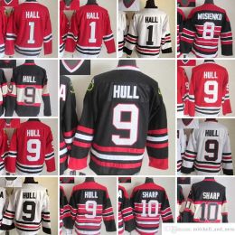 1980 Filme Vintage Hóquei 9 Bobby Hull Jerseys CCM Bordado 1 Glenn Hall 10 Patrick Sharp 8 Bill Mosienko 38 Ryan Hartman Stanley Cup Jers 49