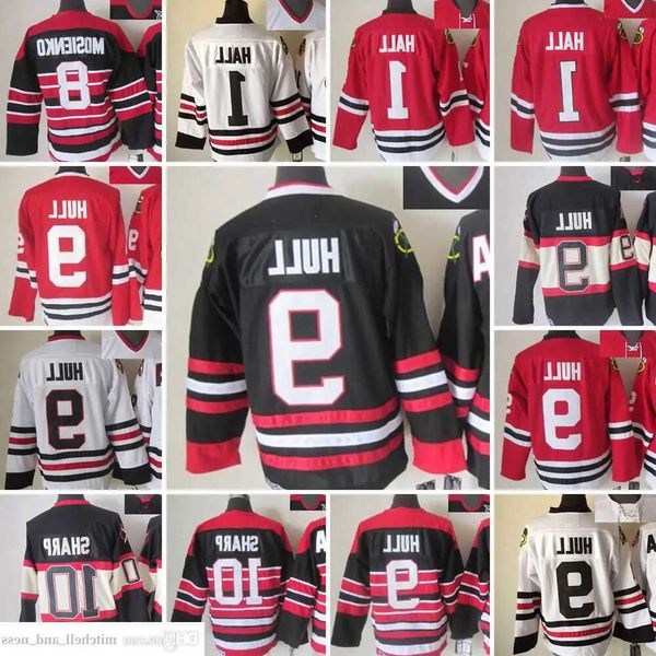 1980 Película Vintage Hockey 9 Bobby Hull Jerseys CCM Bordado 1 Glenn Hall 10 Patrick Sharp 8 Bill Mosienko 38 Ryan Hartman Stanley Cup J 42