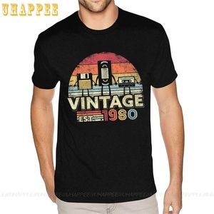 1980 Shirt Vintage 40ste Verjaardagscadeau T-shirts Grappige Muziek Tech Groothandel T 5XL Mens Duidelijke 210716