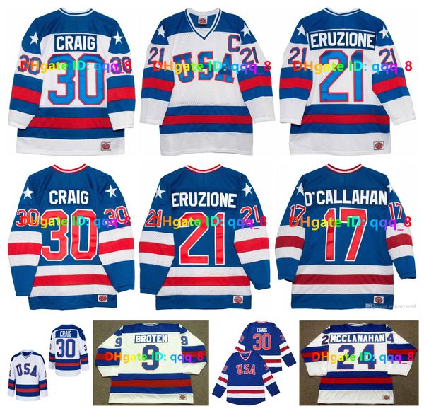 1980 Team USA K1 Hockey Jersey JIM CRAIG MARK JOHNSON KEN MORROW NEAL BROTEN JACK O'CALLAHAN BILL BAKER BUZZ SCHNEIDER MIKE ERUZIONE RAMSEY MCCLANAHAN Taille S-4XL