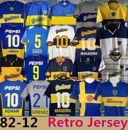 1981 84 BOCA Junioren Retro voetbaltruien Maradona Roman 1994 93 95 96 97 98 99 09 10 CANIGGIA RIQUELME KIT PALERMO Tevez Batistuta Lange mouw voetbal Shirts 00 01 02 02 02 02