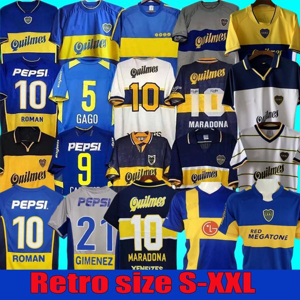 1981 84 Boca Juniors Retro Soccer Jerseys Maradona Roman 1994 95 96 97 98 99 09 10 CHIGIGIA RIQUELME KIT 2000 PALERMO TEVEZ BATISTUTA CHAMPS FOOTBALL 00 01 02