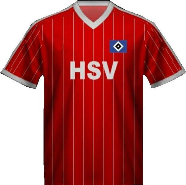 1982 1983 1984 maillot de football rétro Hamburger SV 83 84 Horst Hrubesch Milewski Magath Rolff maillot de football vintage classique final extérieur