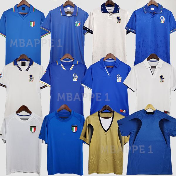 1982 1985 Maillots de football rétro classiques d'Italie ROSSI 1990 1994 1998 R.Baggio MALDINI Totti Del Piero 2000 2006 Pirlo Inzaghi Cannavaro Materazzi