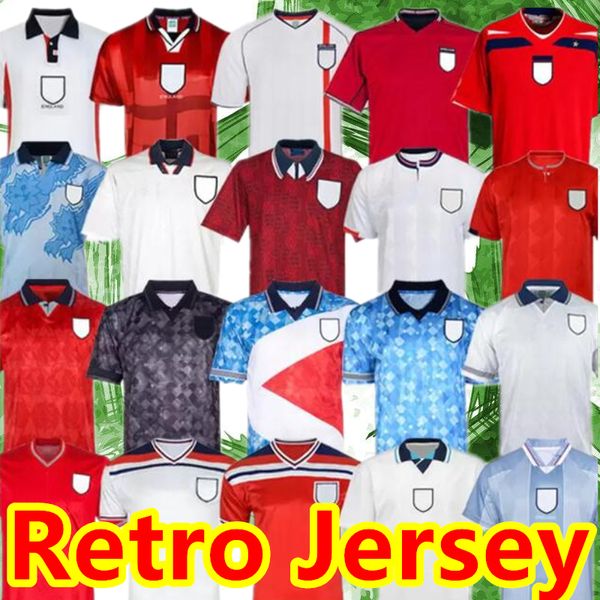 1982 1986 2002 2008 Angleterre Retro Soccer Jersey 1990 1994 1992 1996 1998 Beckham Shearer Gascoigne Owen Gerrard Scholes Football Shirt Uniforms 888