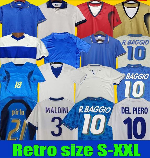 1982 1986 Italie Retro Soccer Jerseys 1990 1996 1998 2000 1994 Maldini Baggio Donadoni Schillaci Totti del Piero 2006 Italia Home Pirlo Inzaghi Buffon Football