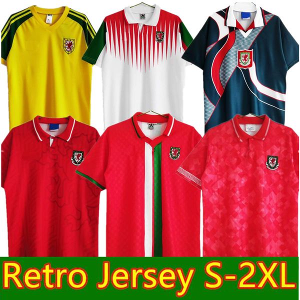 1982 1990 1992 Maillots rétro du Pays de Galles VINTAGE Gales Soccer Jersey 94 95 96 98 Giggs Hughes Maillots de football Saunders Rush Boden maillot de foot