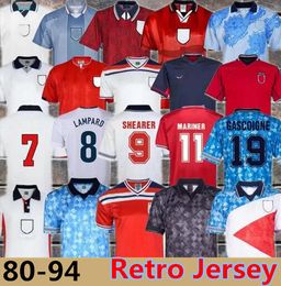 1982 1994 1998 02 1996 2008 89 Inglaterra Camiseta de fútbol de manga larga Kits Gascoigne Owen Gerrard Retro Football Shirt Barnes 1990 Mash Up Fowler Robson Scholes