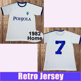 Maillots de football de l'équipe nationale de Finlande pour hommes, rétro #7, maillot de football blanc à manches courtes, uniformes pour adultes, 1982