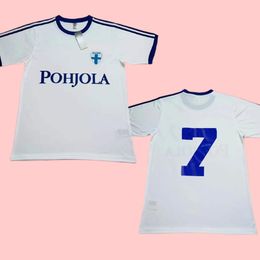 1982 Finlands National Team Mens Soccer Jerseys Retro # 7 Home White Football Shirt Short Sleeve Uniforms 82